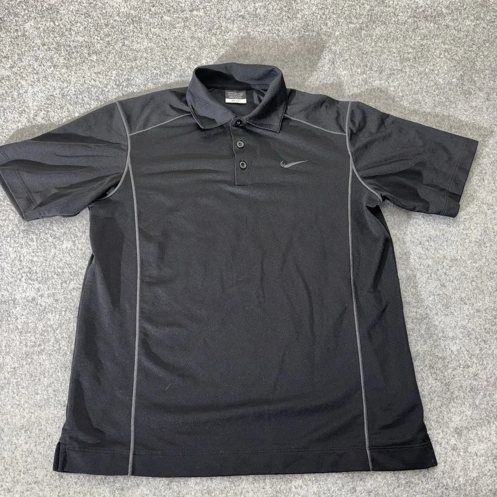 Nike Golf Polo Shirt Mens Small Black Dri Fit Short‎ Sleeve Athletic Performance